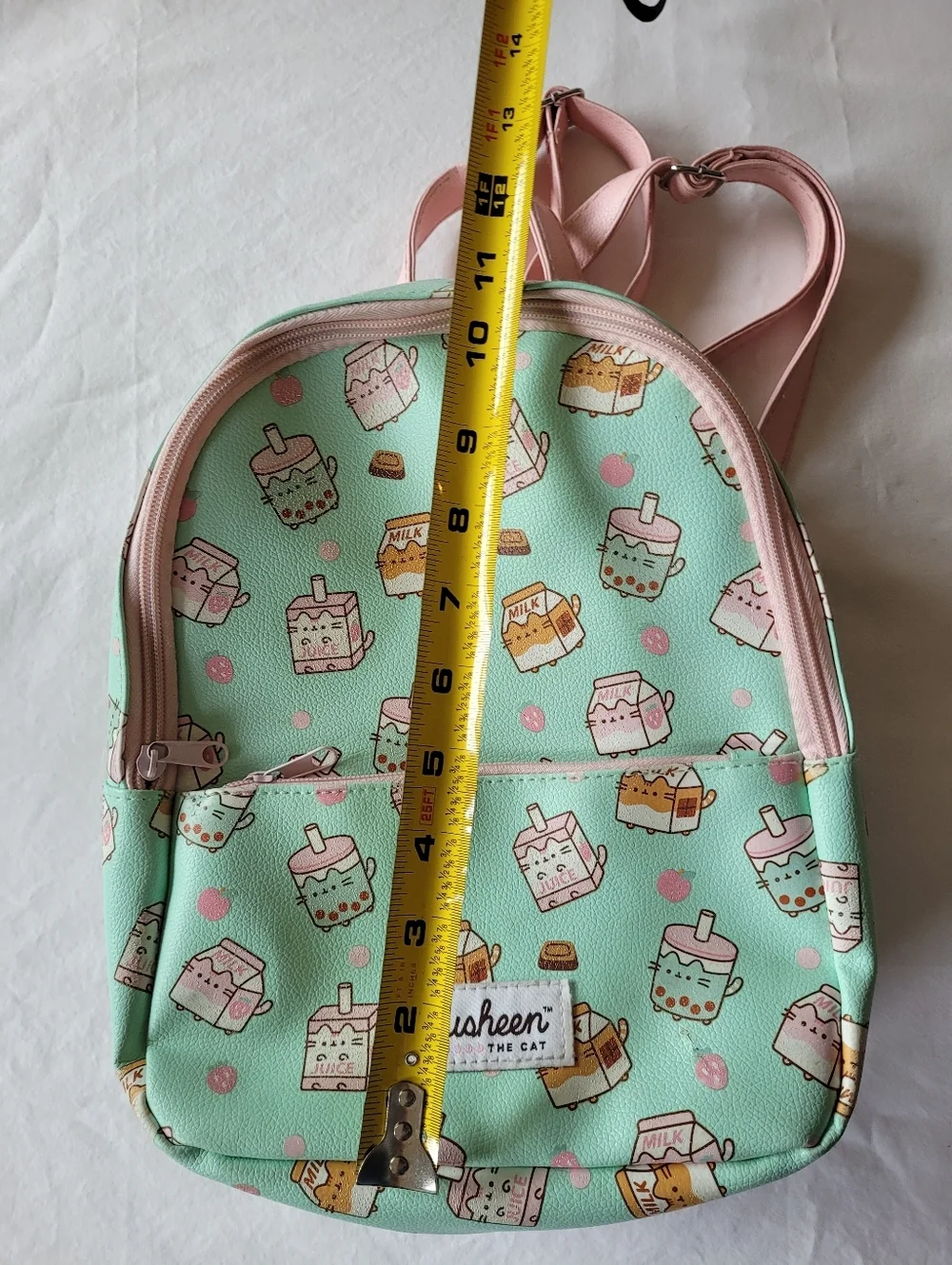 Pusheen The Cat Milk Cartoon Mint and Pink Mini Backpack .
